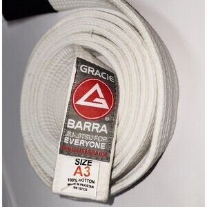 Gracie Barra BJJ White Belt Size A3 Brazilian Jiu-Jitsu UFC EUC MMA Authentic